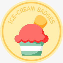 圆形冰淇淋甜品标签素材