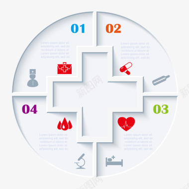 医疗心电图信息分类十字医疗信息图标图标