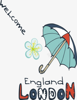 装饰雨伞和伦敦旅游素材