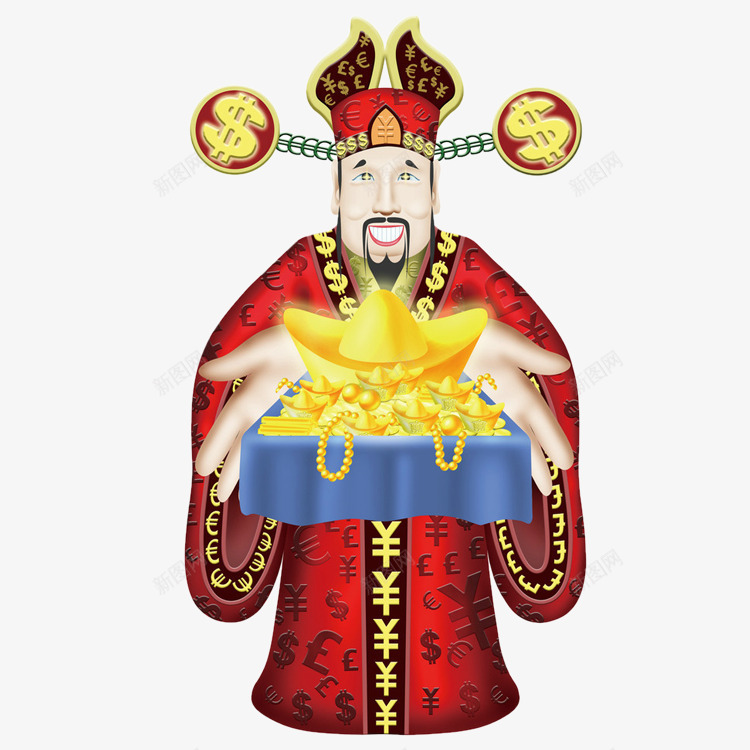 财神爷手中的金子png免抠素材_88icon https://88icon.com PNG 卡通 财神爷 金子