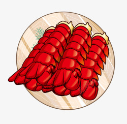 美味卡通红色小龙虾素材