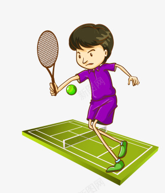 中国传统图案卡通手绘校园网球赛矢量图图标图标