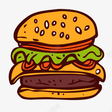 蔬菜沙拉美味汉堡包餐饮行业西餐美食图标矢量图图标