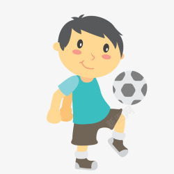 卡通踢足球的小男孩矢量图素材