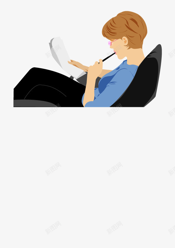 坐在沙发上看文件的男子png免抠素材_88icon https://88icon.com 商务 文件 沙发 男子