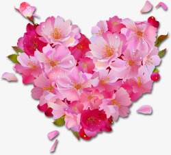 粉色节日花朵爱心造型素材
