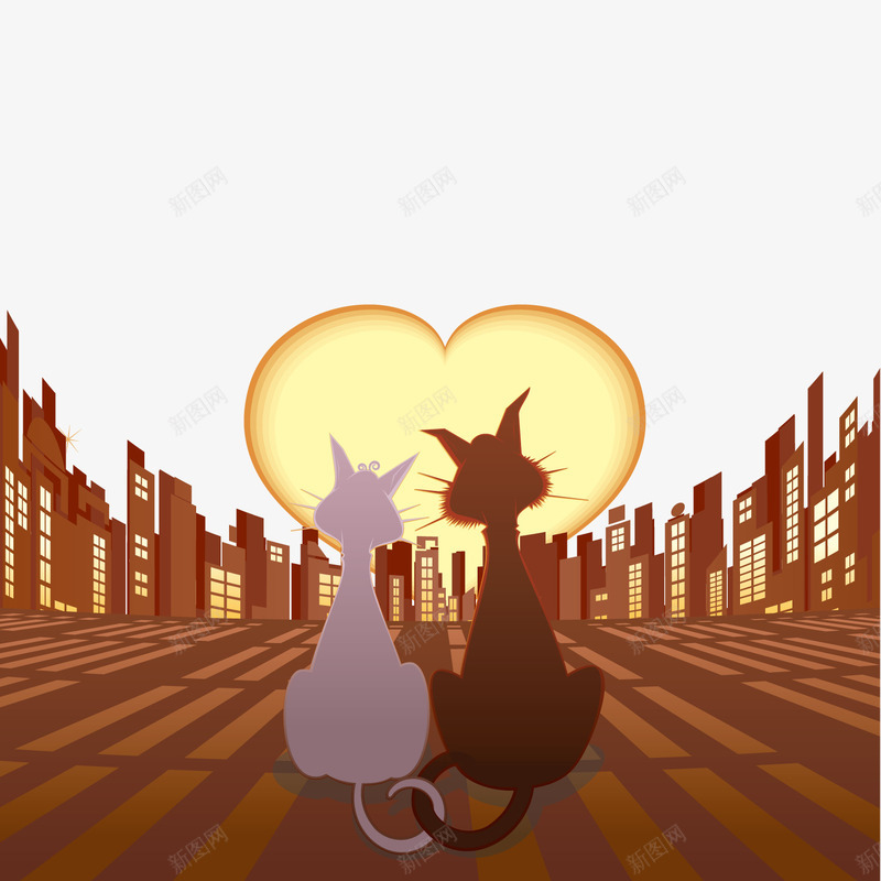 幸福恩爱的猫咪矢量图ai免抠素材_88icon https://88icon.com 城市 幸福 情人节 爱心 猫咪 矢量图