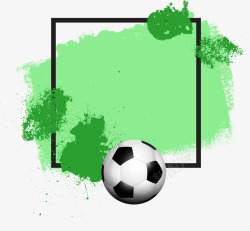 手绘足球和绿色背景矢量图素材