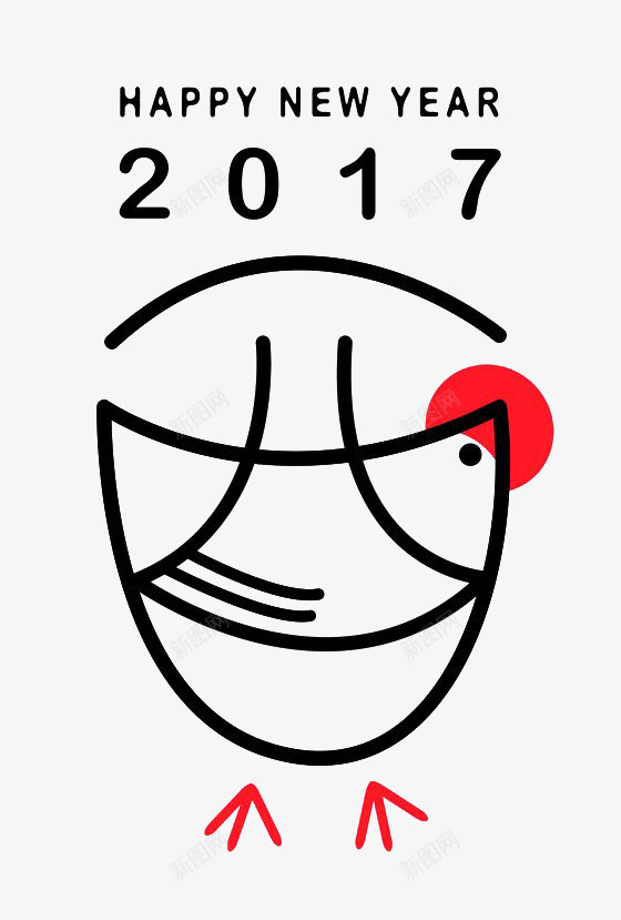 2017黑色新年祝福png免抠素材_88icon https://88icon.com 极简 现代 简笔 红色