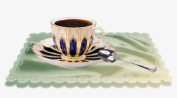 绿色桌布下午茶茶杯素材
