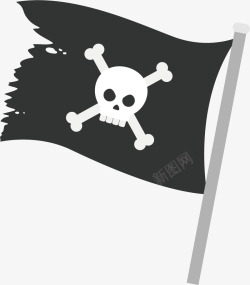 卡通黑色海盗旗帜飘扬素材