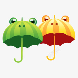 黄色绿色青蛙雨伞素材