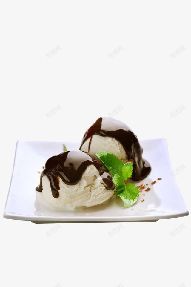 盘子里的巧克力味冰淇淋png免抠素材_88icon https://88icon.com 产品实物 冰淇淋 巧克力酱 甜点