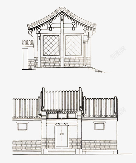 古代建筑png免抠素材_88icon https://88icon.com 古典建筑 地产元素 房子 手绘 线条 门院