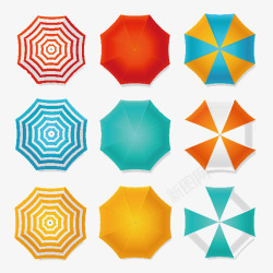 九个不同的雨伞矢量图素材