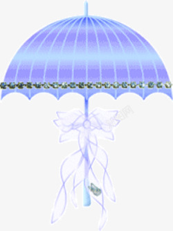 蓝色夏日卡通雨伞素材