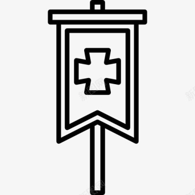 十字架旗帜图标图标