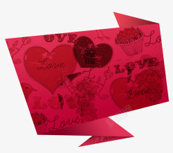 红色爱心折纸边框纹理素材