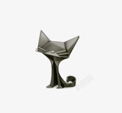 黑色折纸艺术猫咪矢量图素材