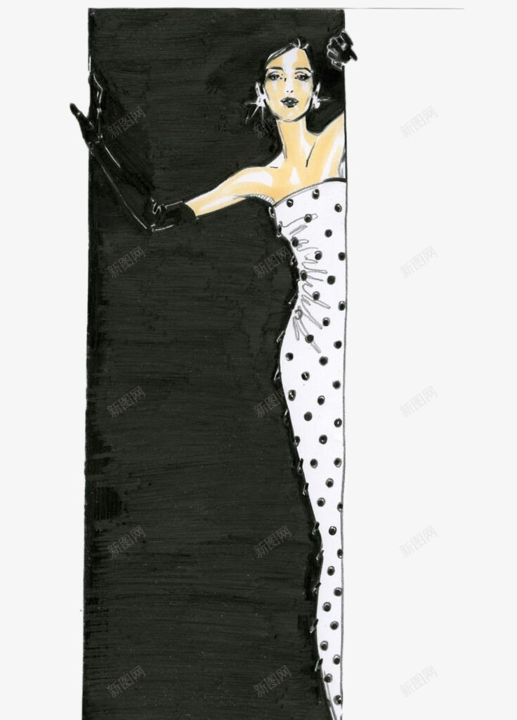 长方形中的礼服女子psd免抠素材_88icon https://88icon.com 礼服女子 装饰图案 长方形