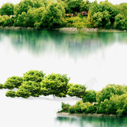 绿树湖水素材
