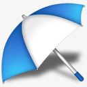 雨伞卡通蓝色白色相间雨伞图标图标