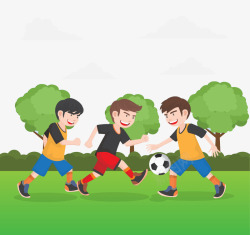 卡通少年踢足球运动素材
