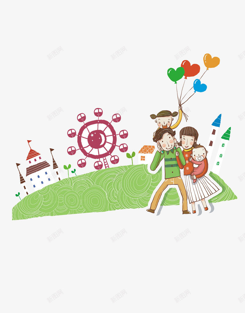 幸福一家人去旅行png免抠素材_88icon https://88icon.com 一家人 卡通 幸福 旅行 游玩