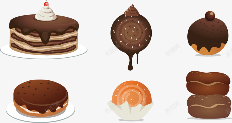 各式蛋糕面包甜点手绘png免抠素材_88icon https://88icon.com 夹层 奶油 巧克力 点心 甜点 蛋糕 零食 面包