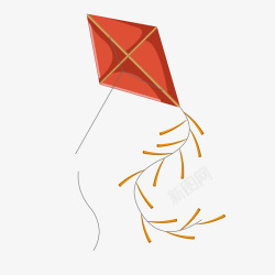 红色方形纸鸢风筝矢量图素材