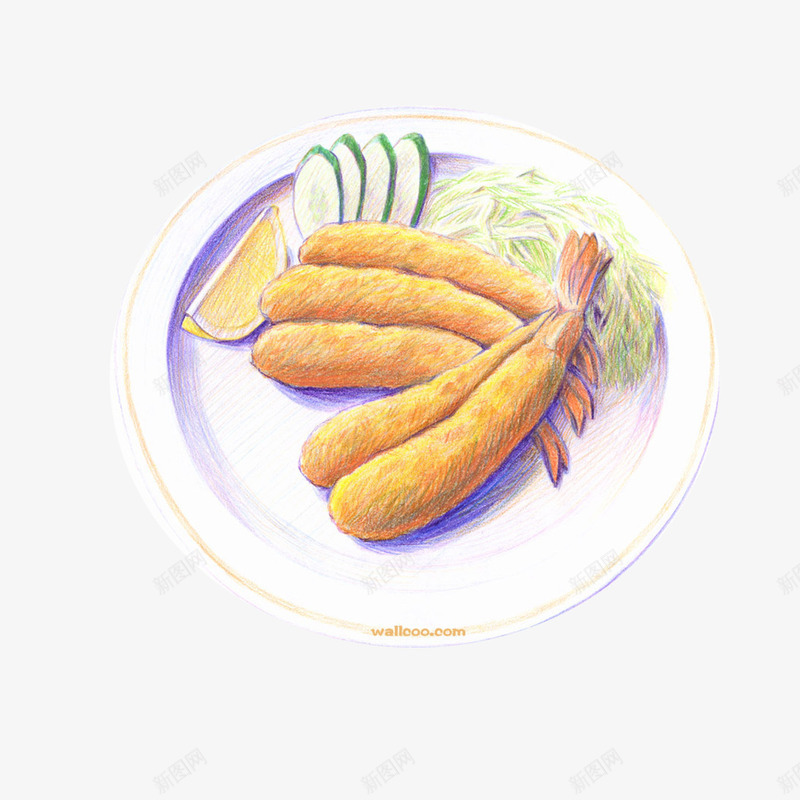 西餐虾条png免抠素材_88icon https://88icon.com 手绘 虾条 西餐 食品 食物