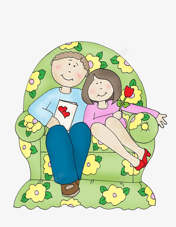 沙发上的人png免抠素材_88icon https://88icon.com 卡通 夫妻 家居 手绘 插画 沙发 温馨