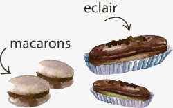 手绘水彩甜点矢量图素材