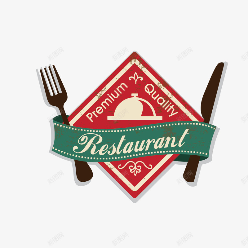 红色西餐饮标签png免抠素材_88icon https://88icon.com 刀叉 复古标签 红色 装饰图案 西餐 餐饮