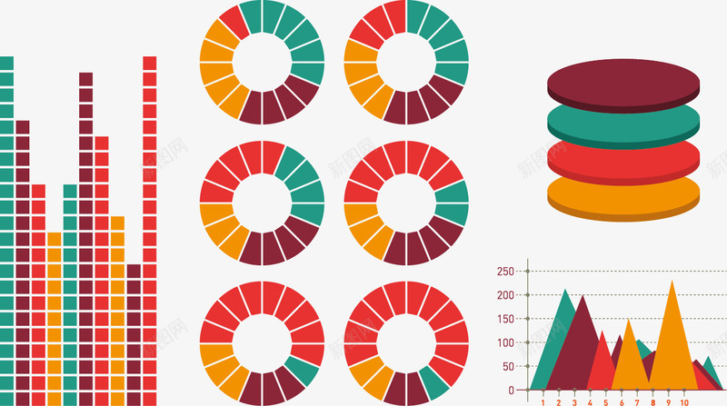 彩色数据分析图表矢量图eps免抠素材_88icon https://88icon.com 信息图表 年终汇报 数据分析 汇报数据表 矢量素材 矢量图