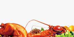 龙虾鸡肉美食边框纹理素材