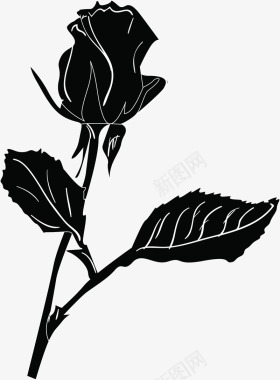线描卡通玫瑰花植物图图标图标
