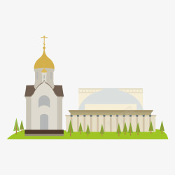 卡通俄罗斯建筑旅游景点矢量图素材