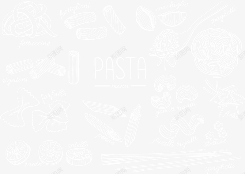 白色意大利面底纹png免抠素材_88icon https://88icon.com PASTA 免抠PNG 意大利料理 意大利面 线描 线条画 花纹