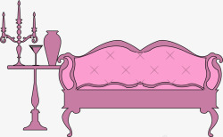 手绘粉色沙发家具图案素材