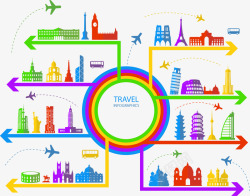 彩色旅游分类信息图表矢量图素材