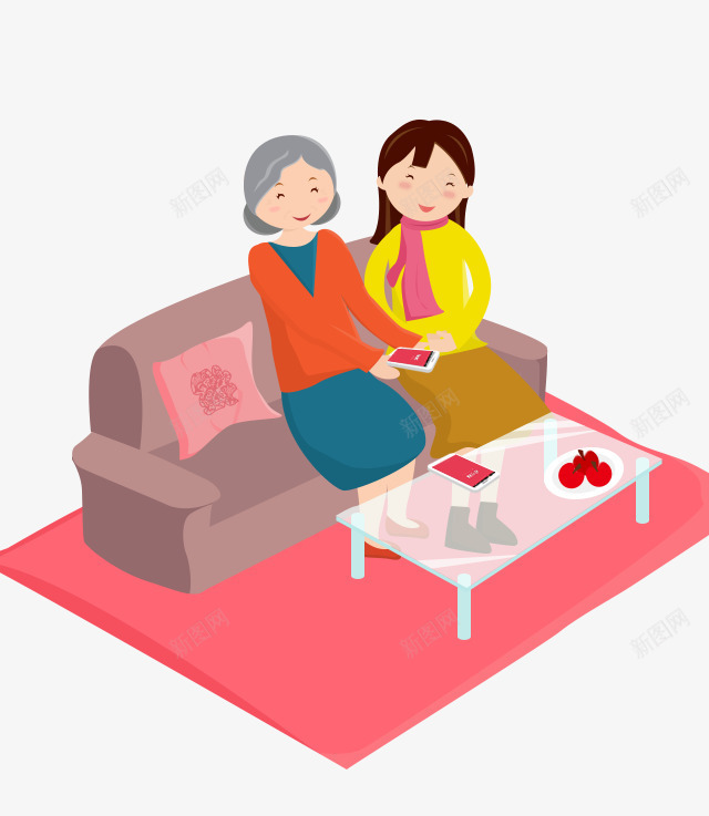 h5坐在沙发上的奶奶png免抠素材_88icon https://88icon.com h5素材坐在沙发上的奶奶 卡通人物 孙女