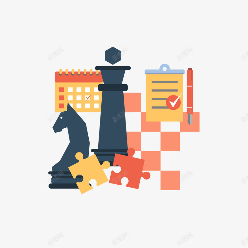 拼图罗马棋商业装饰png免抠素材_88icon https://88icon.com 下棋 卡通拼图 商业 商务装饰 罗马棋 背景装饰