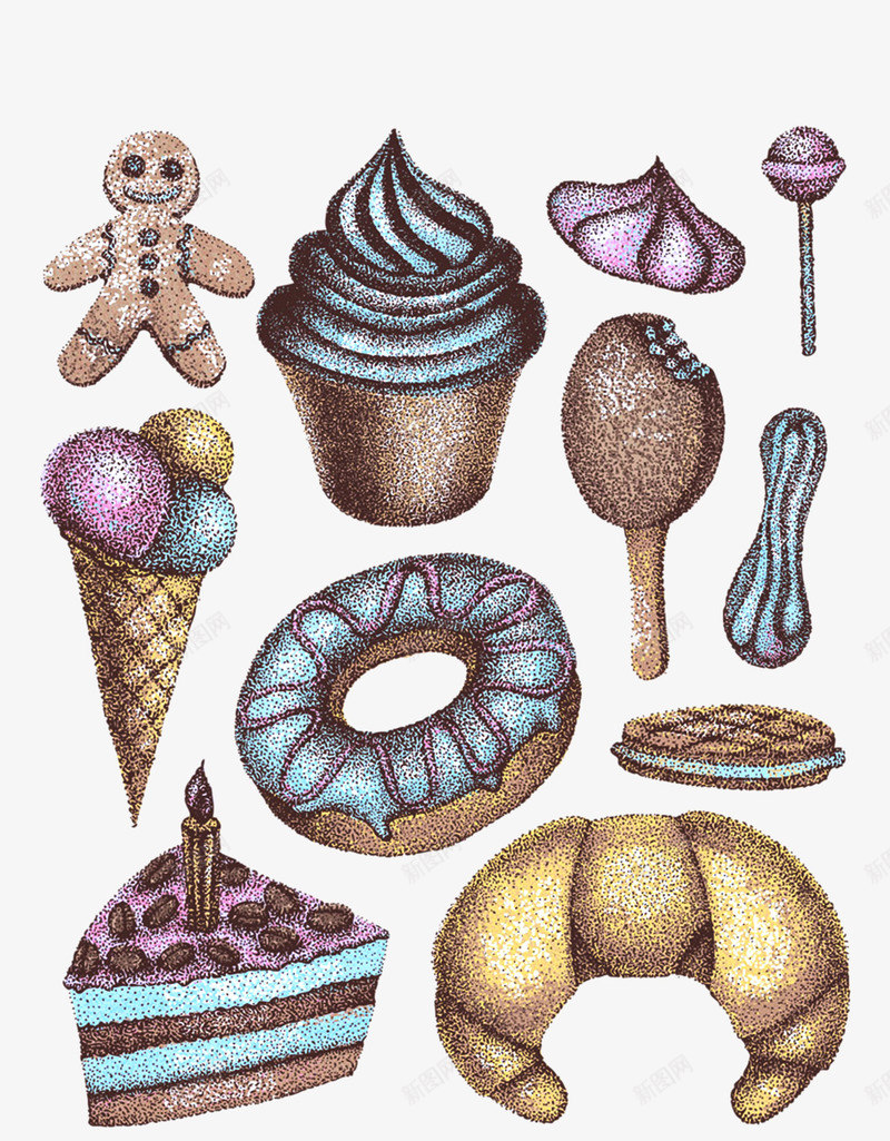 美味的甜品png免抠素材_88icon https://88icon.com PNG图形 PNG装饰 手绘 甜品 装饰 食物
