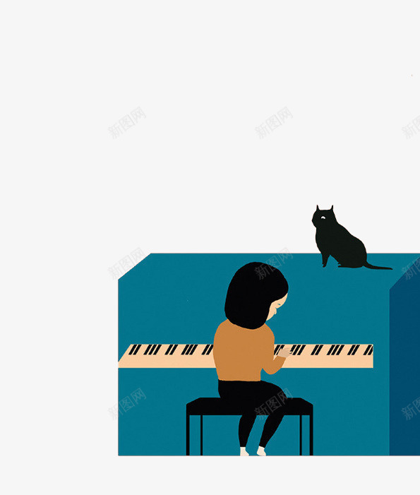 弹钢琴png免抠素材_88icon https://88icon.com 人 儿童弹钢琴 国外创意 猫 绿色 钢琴