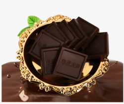 金色盘子中的依蒂安斯黑巧克力素材