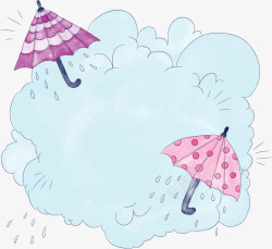 手绘风雨季卡通雨伞矢量图素材