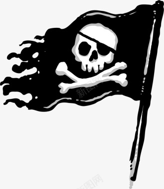 符号飘扬的黑色旗帜矢量图图标图标