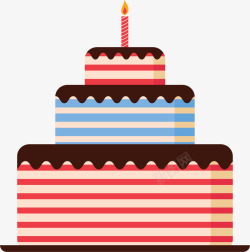 彩色条纹生日蛋糕矢量图素材