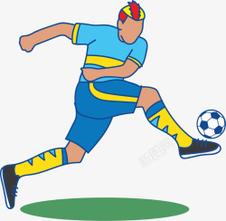 蓝色卡通足球运动员素材
